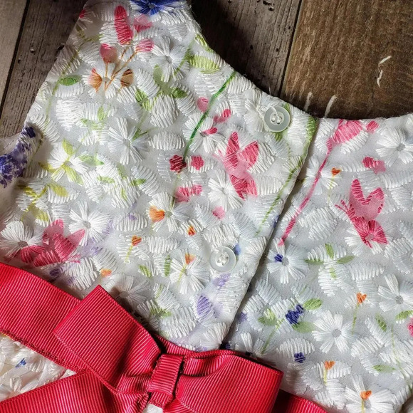 Blueberi Boulevard Formal White and Pink Floral Toddler Girl's Dress Size 18m - Picture 8 of 14